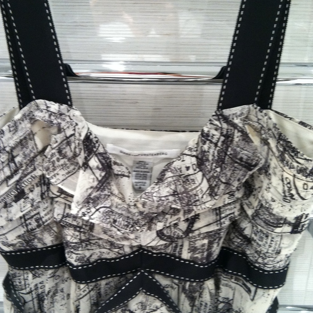 Diane Von Furstenberg Black and White Printed Dress - Picture 3 of 6